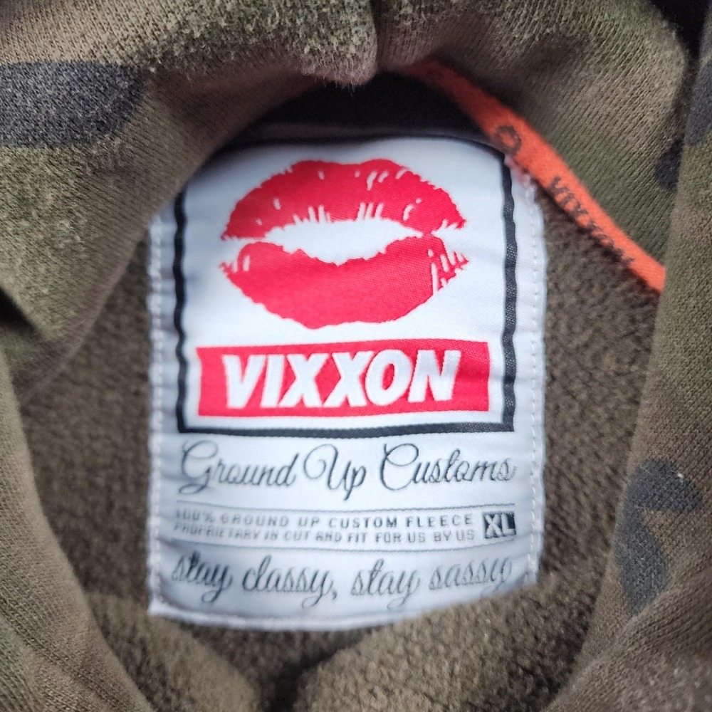 VIXXON Hoodie‎ Womens XL Green Dixxon Camo Box Logo Fleece Pullover Streetwear - Picture 2 of 14